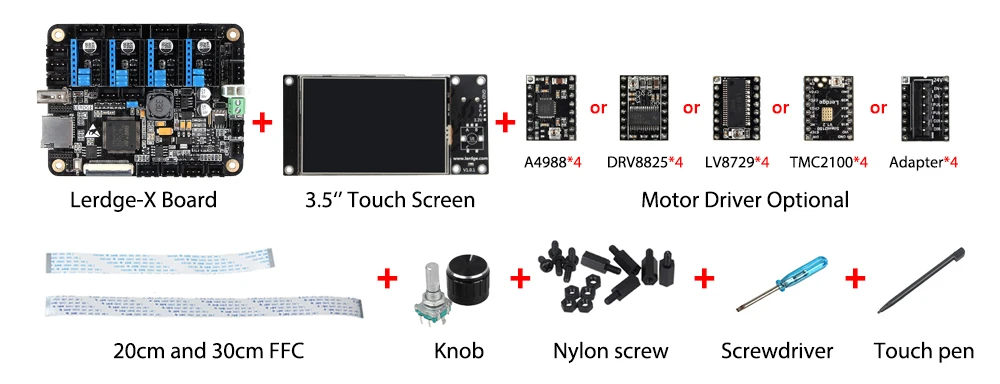 4 шт. TMC2208 драйвер Lerdge X управление Лер плата для Reprap 3d принтер с ARM 32 бит материнская плата управления с 3," сенсорный экран