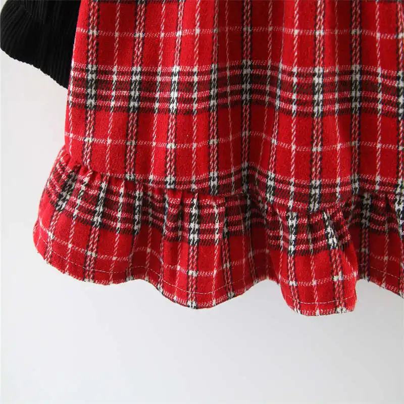 BibiCola 2019 New Arrival Ball Gown Lovely Cheery Front Plaid Casual Long Sleeve Plus Velvet Thicken Cotton Toddler Girls Dress | Детская