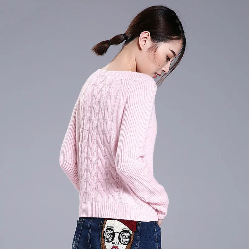 6 видов цветов Модный женский трикотажный пуловер из 100% кашемира с круглым