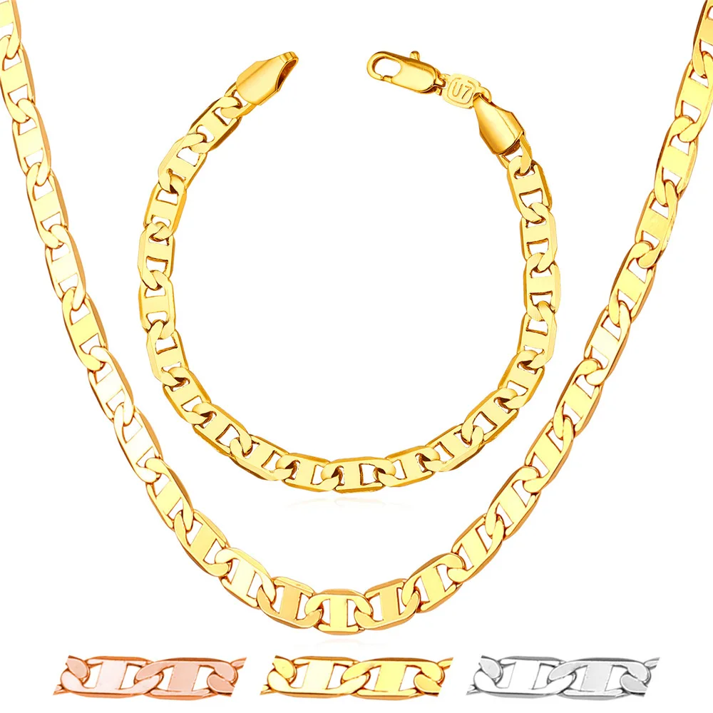 Цепочка и браслет мужские золотистого цвета S616 | Украшения аксессуары