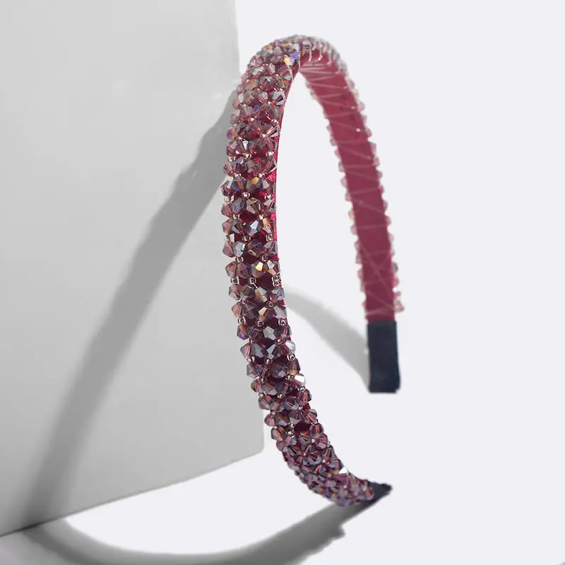 Flatfoosie Crystal Beaded Hair Band Fashion Headwear Girl Women Handmade Hair Accessories Headwear Party Wedding Headbands