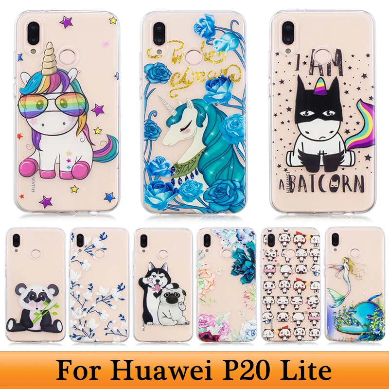 Прозрачный силиконовый чехол для Huawei P20 Lite P20Lite мягкий ТПУ 3D рельефный Huawai