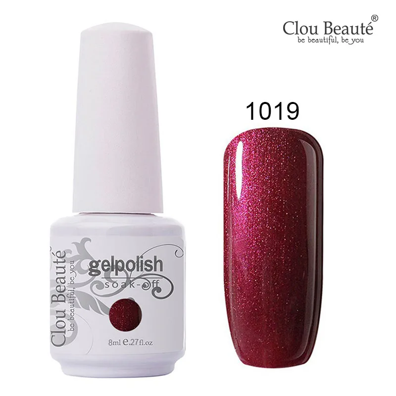 1019 Гель-лак для ногтей Clou Beaute, 8 мл, 85 цветов, полуперманентный лак для рисования, гель с блестками, красный, розовый, Праймер, лак для ногтей, УФ - Цвет: 1019
