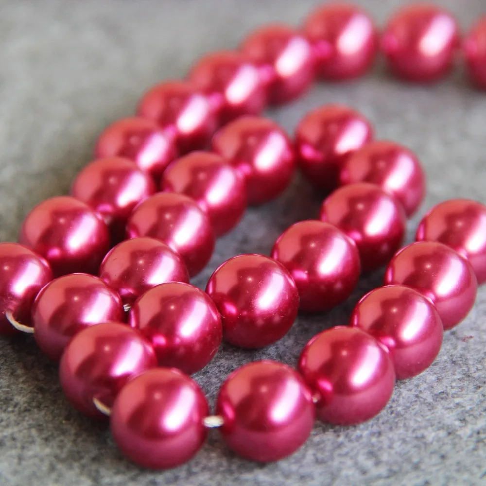 Wholesale Women's/Girl's 2015 New For Necklace&ampBracelet 14mm Rose Red Shell Pearl Beads DIY Gifts Women Girl Loose Jew |