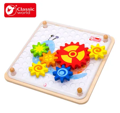 Классический Мир натуральное дерево ручной работы головоломка конфетный цвет