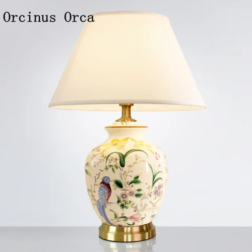 Высококачественная нарисованная Керамическая Настольная лампа в американском