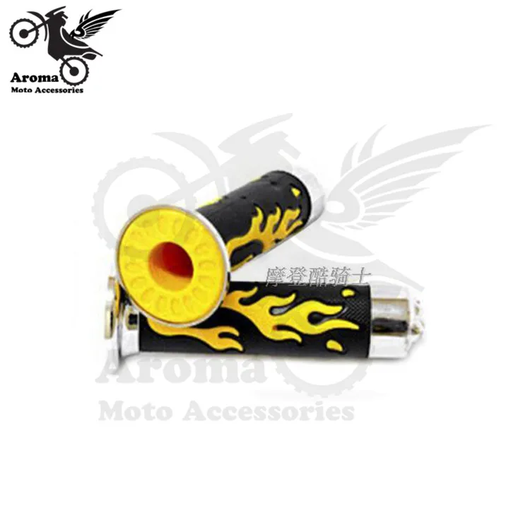 

5 colors fire model decal skull rubber parts motorbike handle bar unviersal 22mm 24mm scooter grips moto handlebar motorcycle