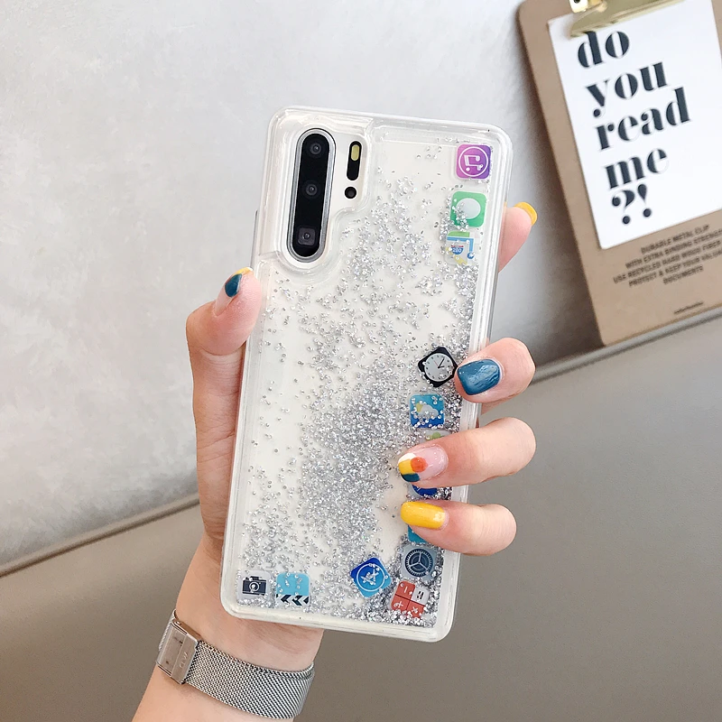 Чехол для мобильного телефона с зыбучим песком huawei P30 pro динамическая жидкость
