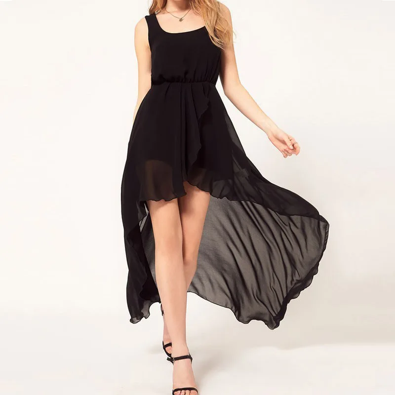 Летнее платье 20I7 женщин случайные свободные Асимметричный Vestidos твердого