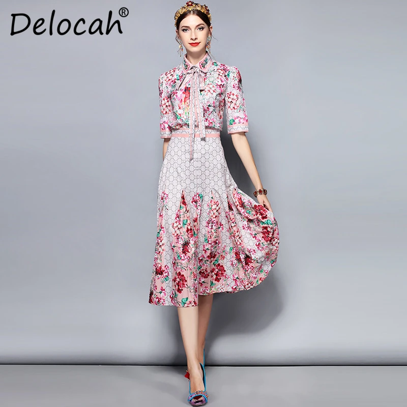 Delocah/летний модный дизайнерский костюм комплект женской блузки с бантом и