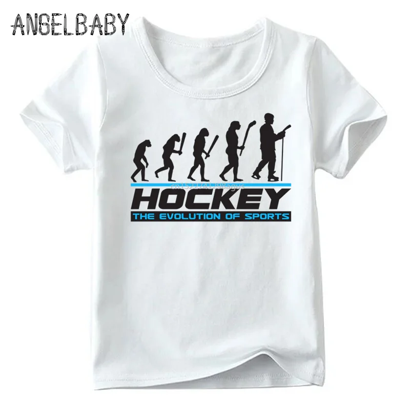 Детская забавная футболка с принтом Evolution Of Ice Hockeyer летние белые топы короткими