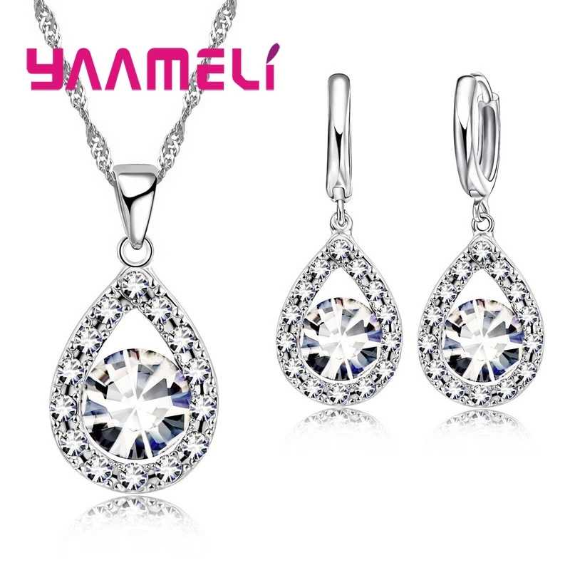 Прозрачный Африканский AAA кристалл в форме капли воды ожерелье серьги для женщин