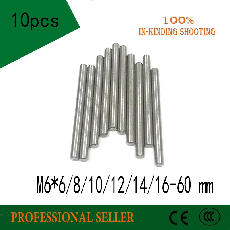 

10pcs M6*6/8/10/12/14/16-60 mm 304 stainless Steel GB119 Threaded Cylindrical Pin / Dowel Pins For Mold Machine Tools