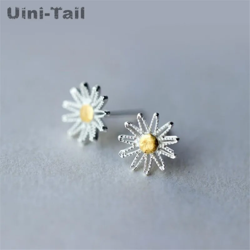Новые креативные цветы 925 чисто белые серьги гвоздики женские гипоаллергенные в