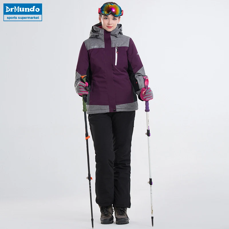 Новинка 2018 теплый зимний лыжный костюм комплект Женская ветрозащитная