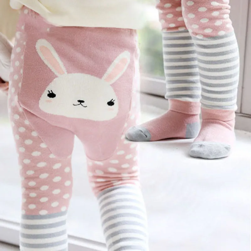 pink rabbit 2 шт./компл. милые животные детские колготки из хлопка; принт: Вязание детская одежда, для мальчиков и девочек - Цвет: pink rabbit
