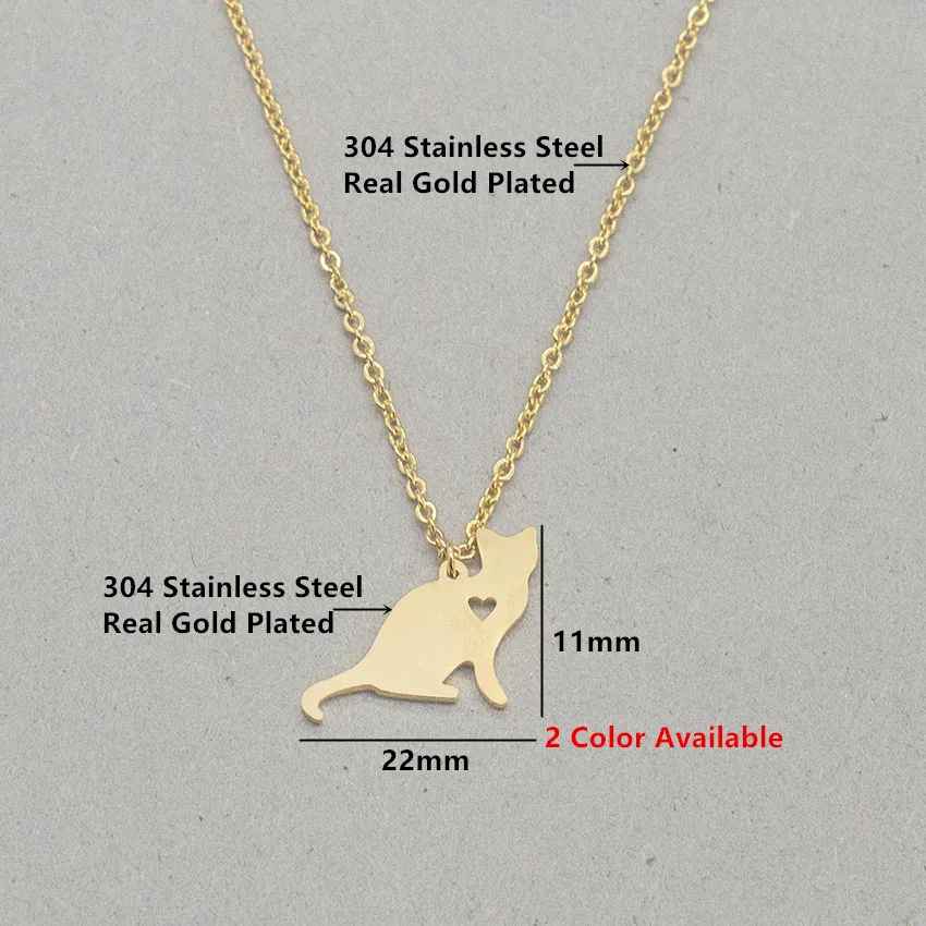 Fashion Feline Jewelry Cat Lover Necklace Stainless Steel Gold Silver Color Chain Collares Collier Children's Bff Gifts 2017 New| |