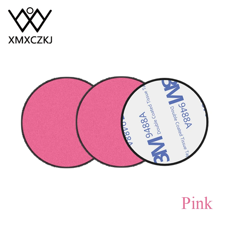 Pink 3 Round XMXCZKJ Высокое качество комплект металлических пластин для магнитный держатель телефона в автомобиль Замена металлической пластины с клеем - Цвет: Pink 3 Round