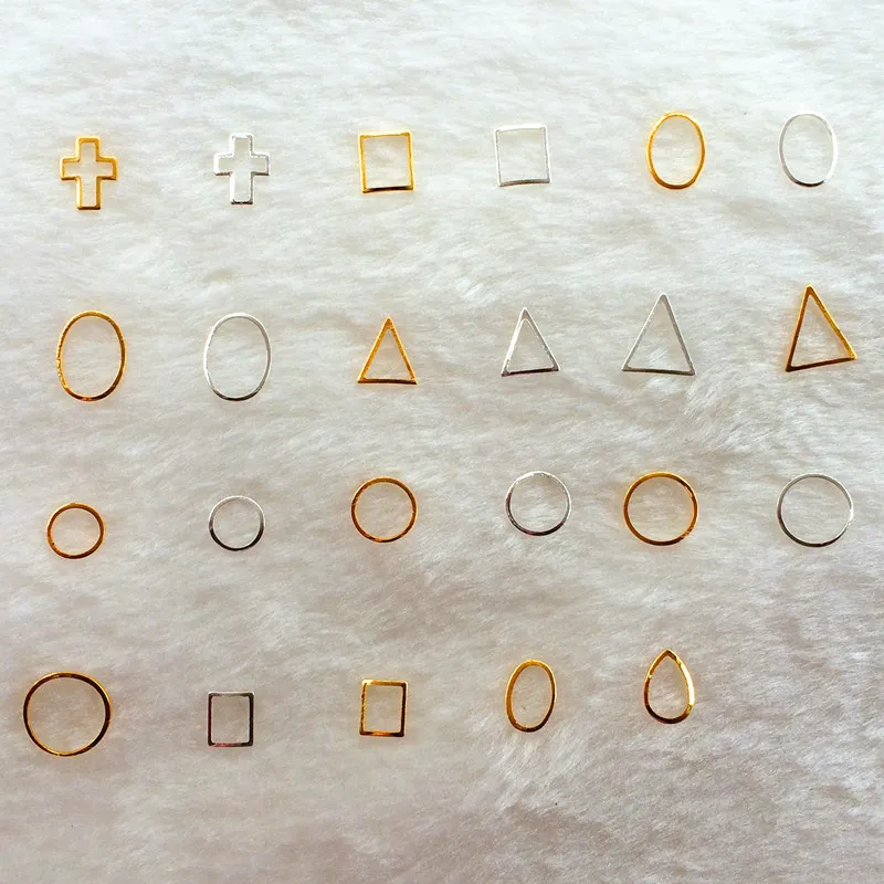 10 шт./лот золотые и серебряные полые квадратные круглые треугольные рамки из