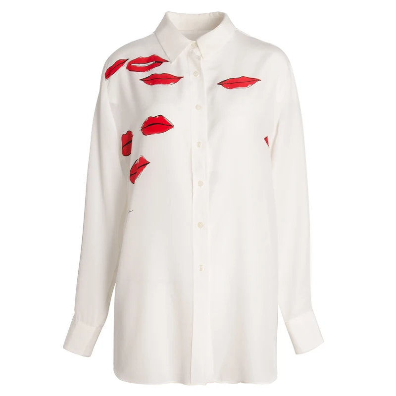 Блузка женская с длинным рукавом и принтом губ M/L/XL|shirts and blouses for women|shirt caseblouse green |