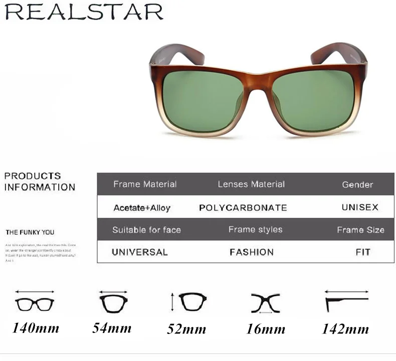 REALSTAR 4165 с логотипом дизайнерские солнцезащитные очки Мужские Модные Винтажные брендовые Солнцезащитные очки женские уличные градиентные очки Oculos