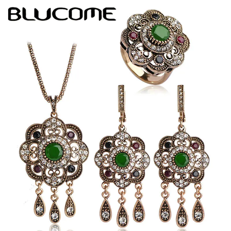 Женский комплект украшений Blucome красные акриловые сережки с круглой подвеской в