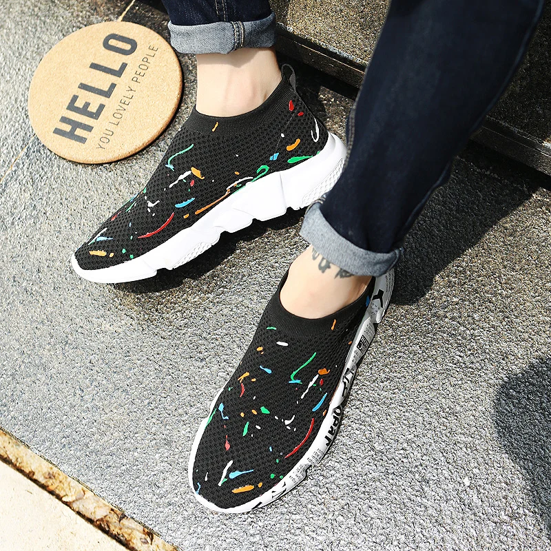 Тканая мужская повседневная обувь дышащие мужские туфли на плоской подошве