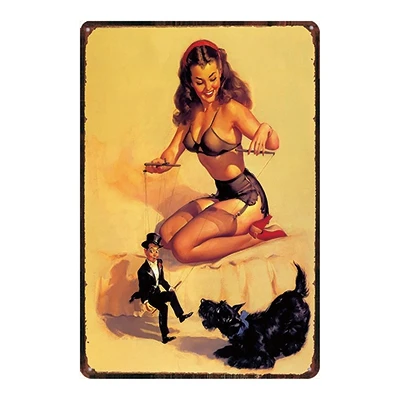 Pin Up Girl Оловянная металлическая табличка, металлическая винтажная настенная табличка для паба, кафе, магазина, домашний художественный декор, железный плакат, Куадрос, DU-2280 - Цвет: DU2295