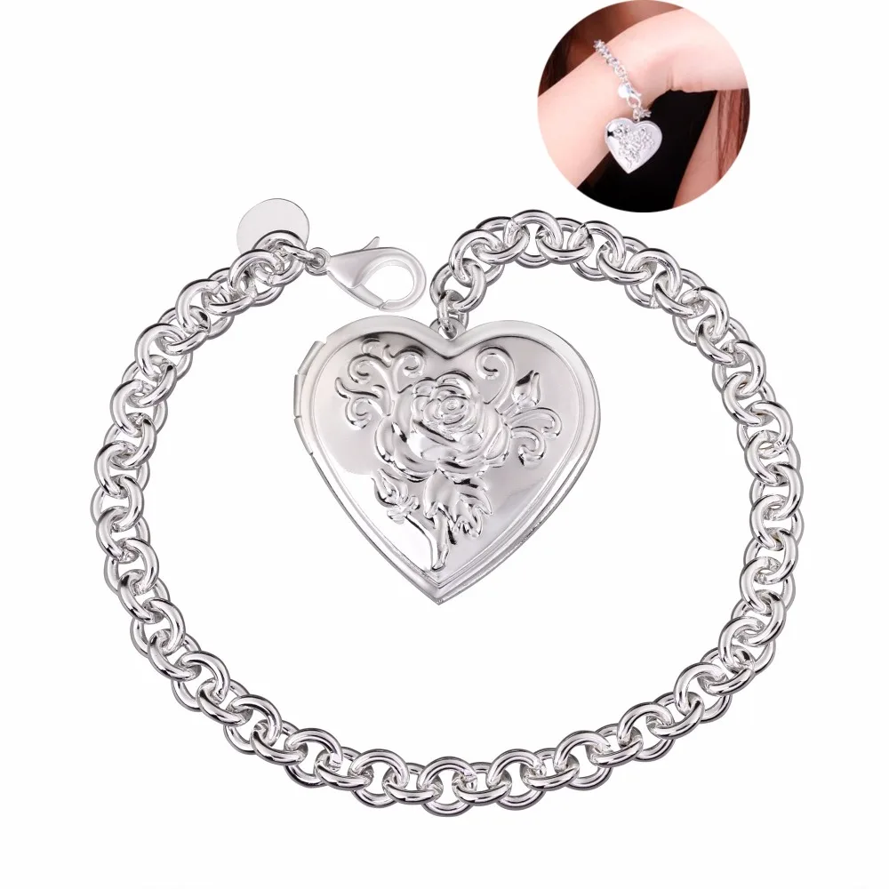 Медальон Кулон Сердце шаблон Подвески браслет посеребренные ювелирные изделия