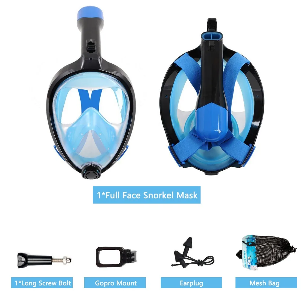 Silicon Full Face Diving Mask Scuba Underwater Seaview Gear Swimming Snorkel for Gopro Camera Holder Stand Set | Спорт и развлечения