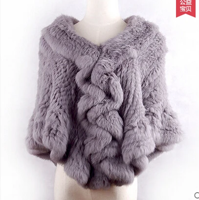 2020  new fur knitted rabbit fur outerwear batwing sleeve thermal large cape rex rabbit fur cloak