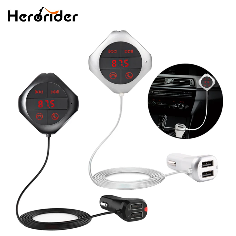 Herorider Беспроводной автомобильный Bluetooth Fm-передатчик с двойным USB-зарядным