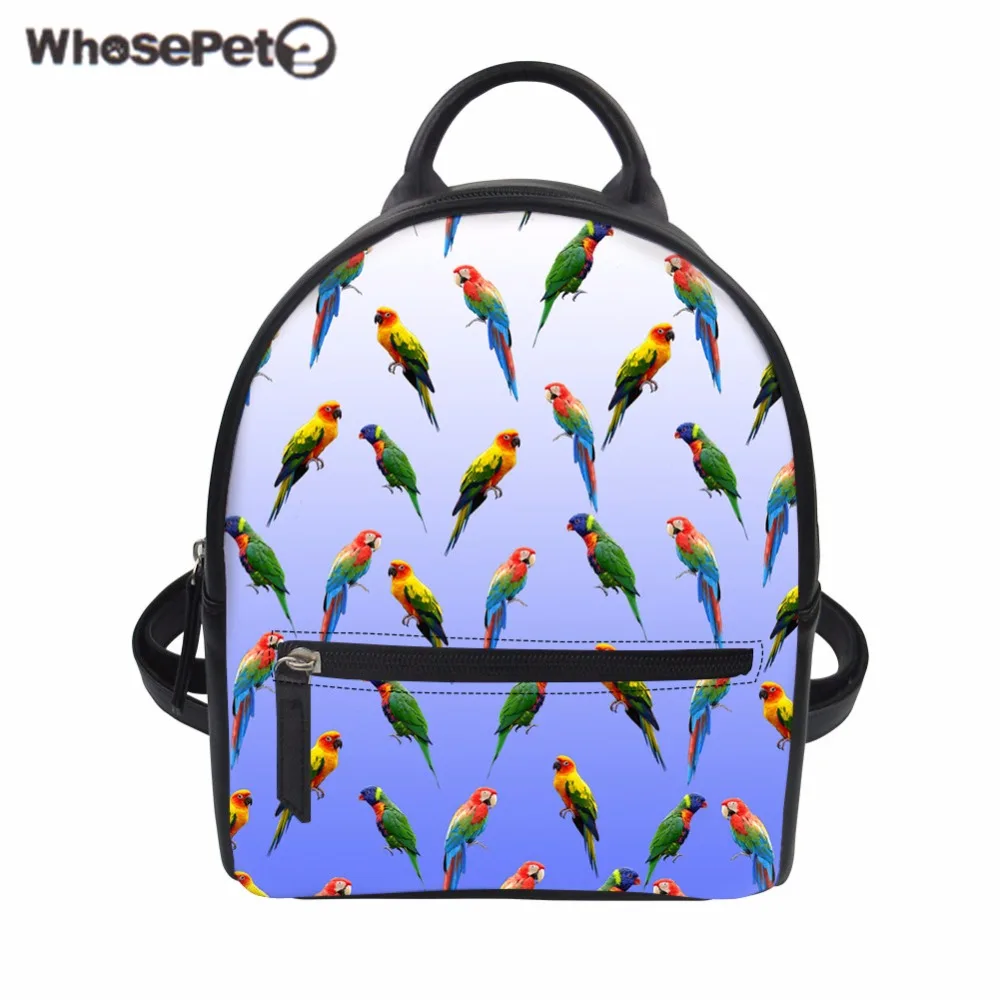 WHOSEPET женский рюкзак с принтом попугая собаки сумка из искусственной кожи для дам