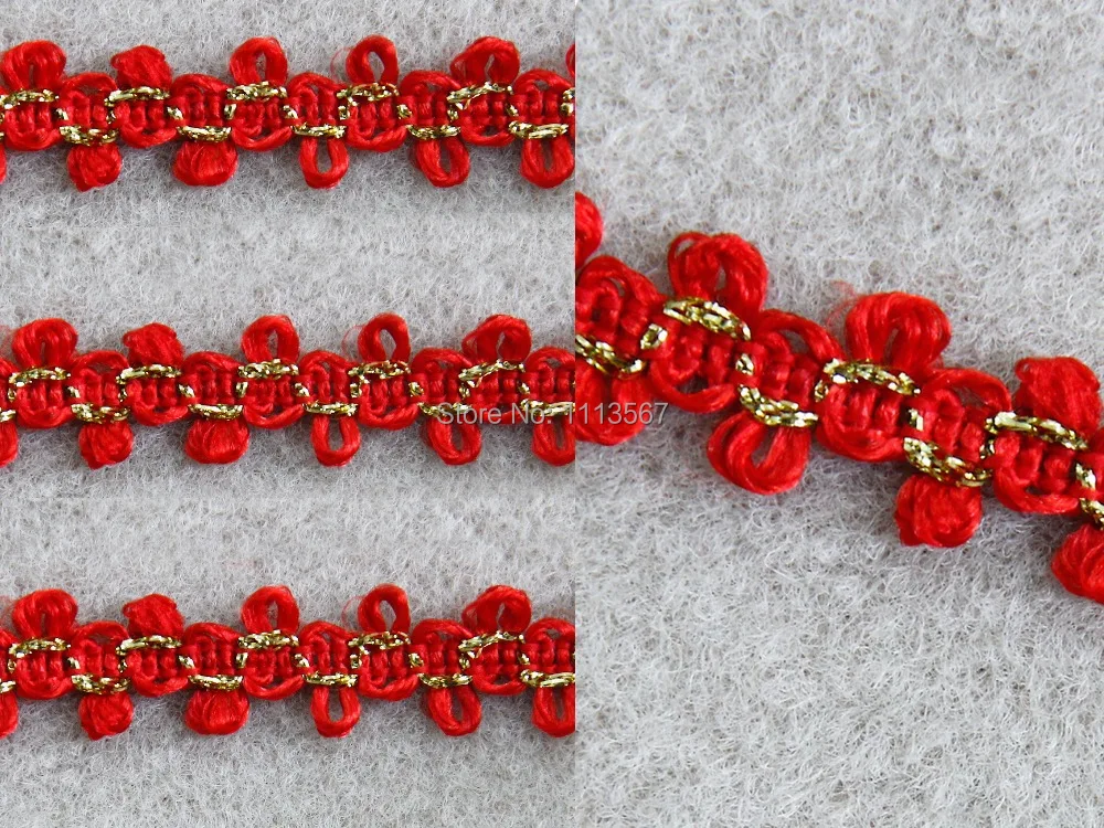 30 ярдов крафт красная с золотой нитью отделка плетеная украшенная кружевная