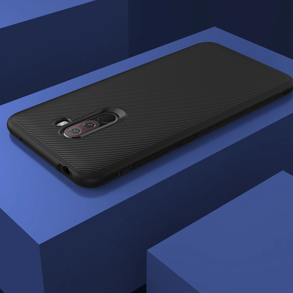 Black Чехол для Xiao mi Pocophone F1, мягкий силиконовый чехол из углеродного волокна и ТПУ для Xiao mi Poco F1, красный чехол для mi Note 7 mi 9 T, противоударный - Цвет: Black