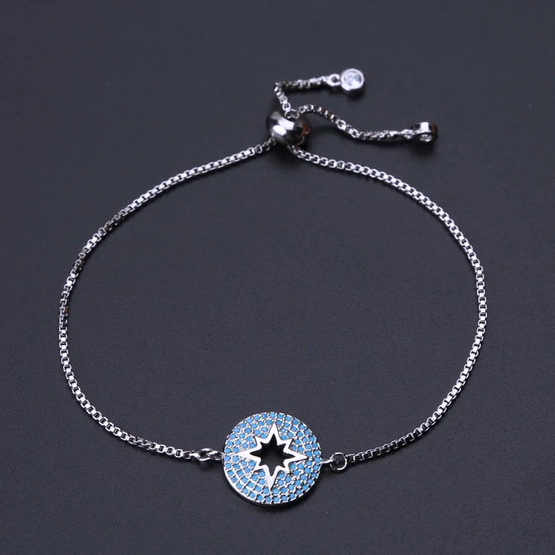 1 шт. Модный сверкающий микро проложить CZ браслет-цепочка полый звезда Шарм