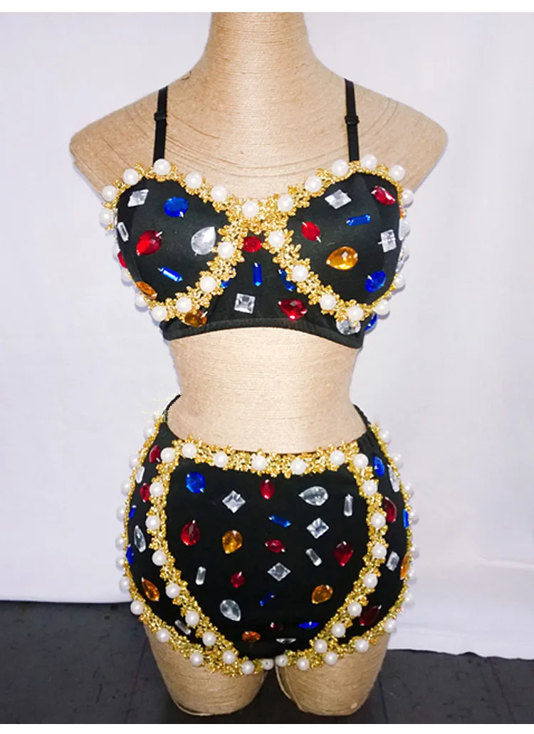 Комплект бикини с блестящими кристаллами женский костюм для бара клуба диджея