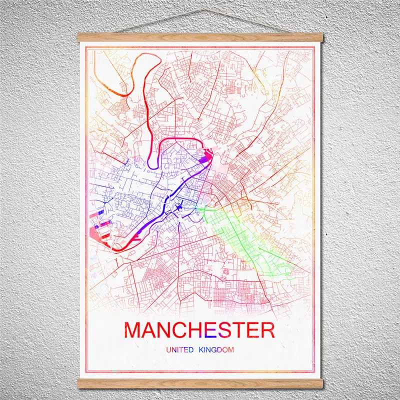 Известный индивидуальный Рисунок карта города Манчестера с рамкой абстрактный