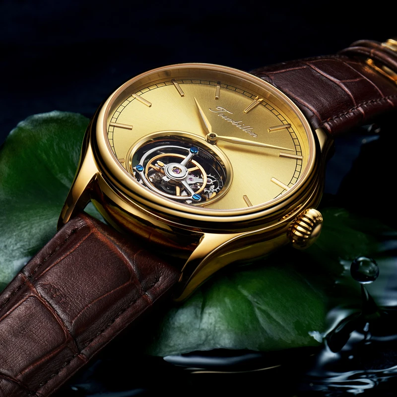 Высококачественные деловые мужские Tourbillon механические наручные часы с синим циферблатом и ручным заводом, Tourbillon мужские наручные часы Reloj de hombre