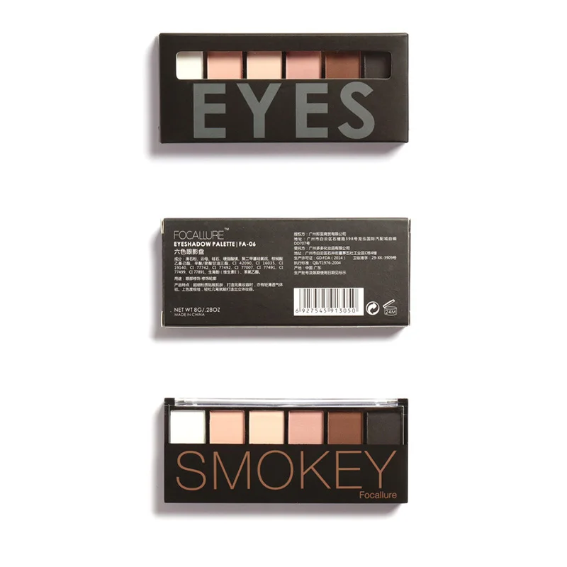 Палитра теней для век 6 цветов профессиональный набор Smokey мерцающие тени палитра