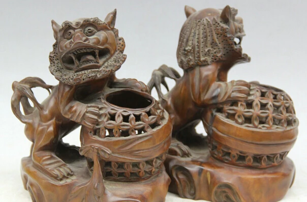 SCY JP S061 8 &quotКитайский Boxwood собака Фу Собака Guardion Лев корзина шар статуя скульптура