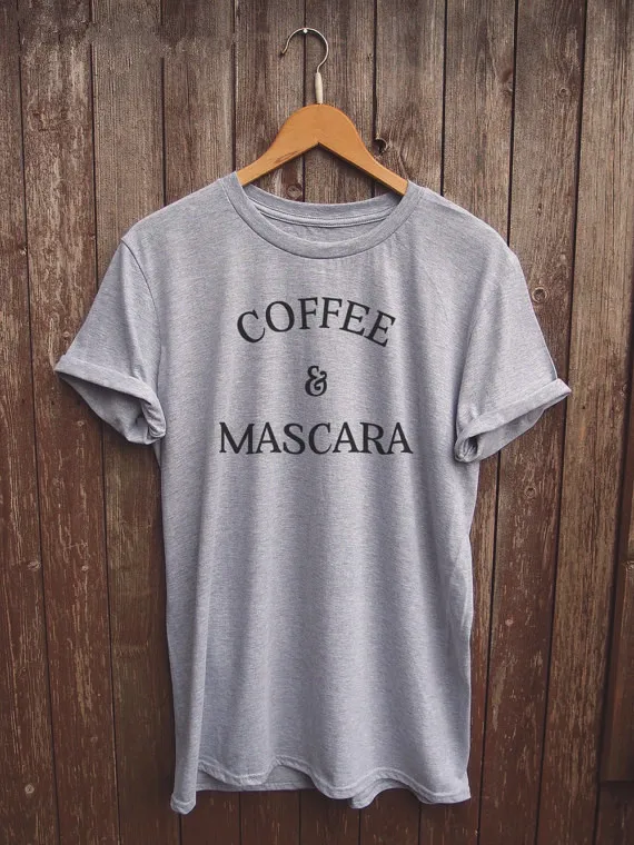 Футболка женская кофейная с тушью для ресниц модный топ короткий хлопковый