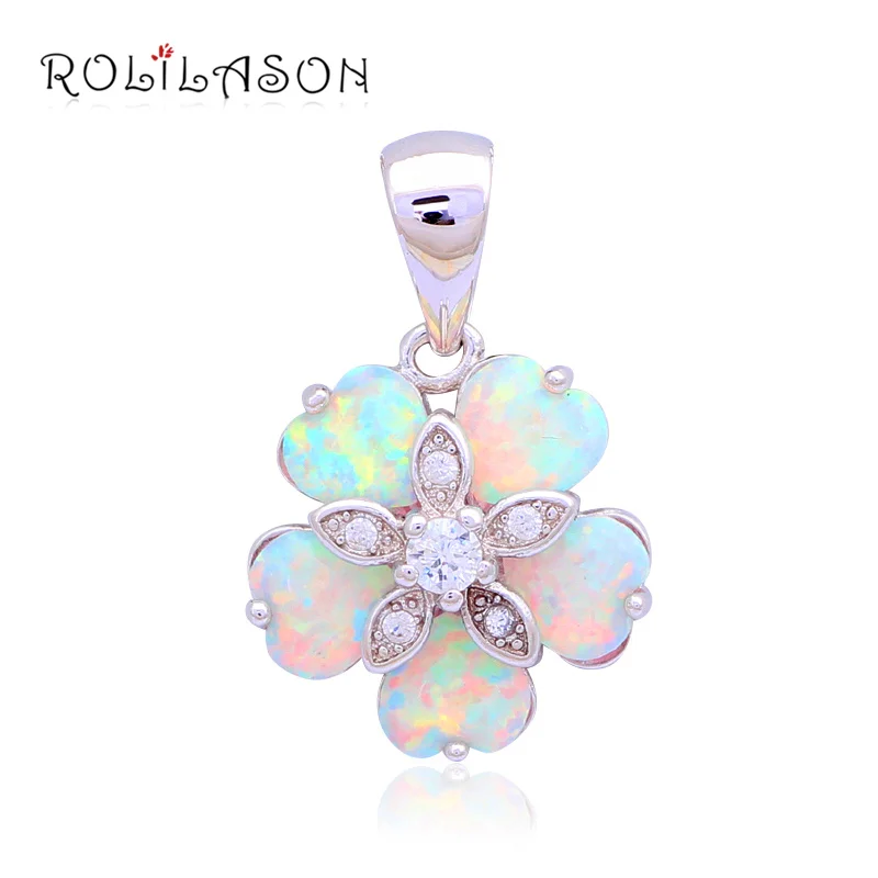 Cost price jewellery Beautiful Flower Shaped White Fire Opal Silver Stamped Retail Necklaces Pendants Fashion jewelry OP462 | Украшения и