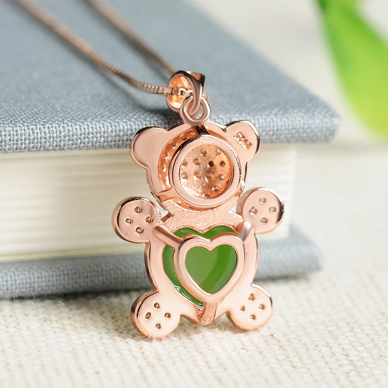 Jasper Egg noodle cute little Xiangyu pendant fashion women Winnie Bear and Hetian Jade Necklace Gift | Украшения и аксессуары