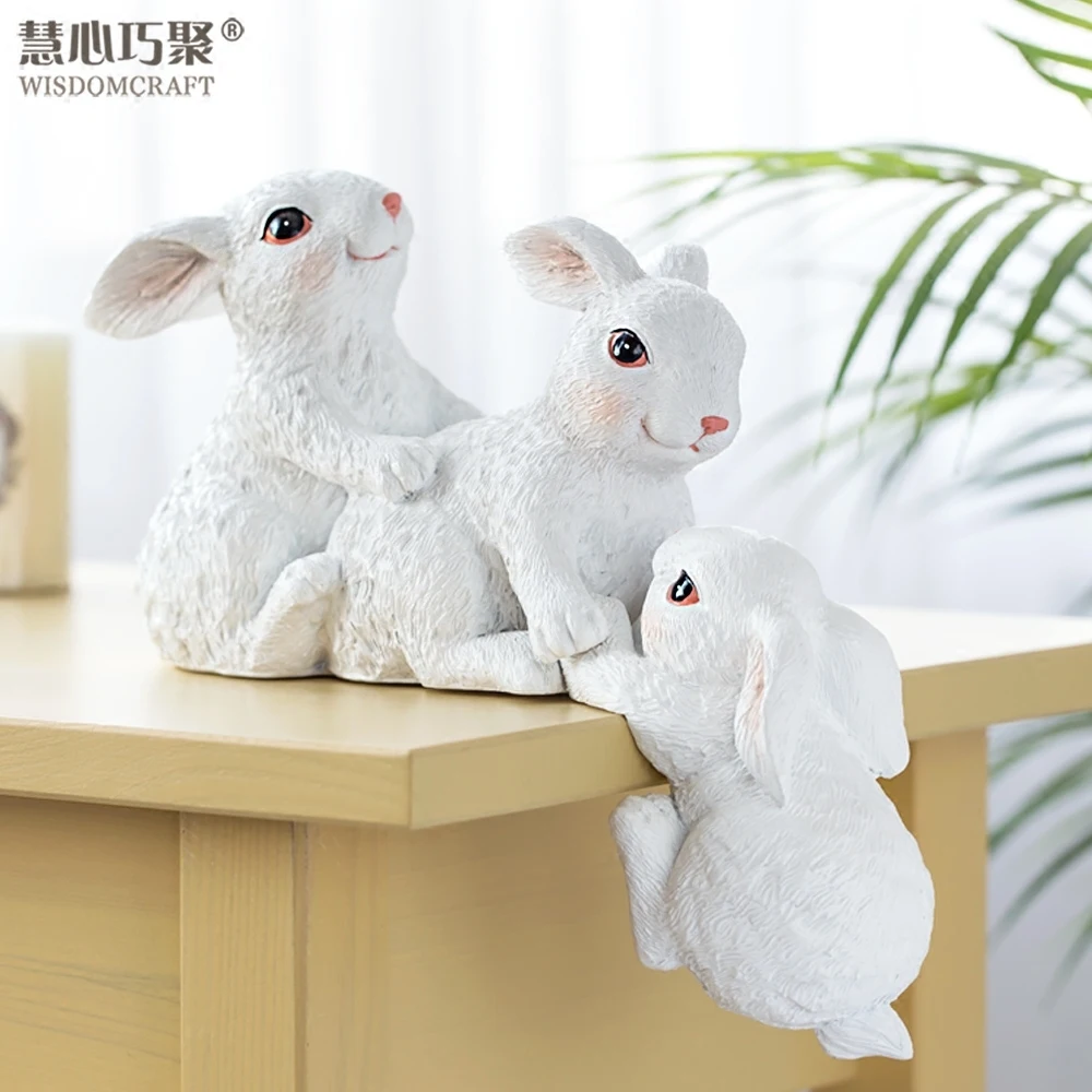 Creative Rabbit Furnishing Articles Minitures Taxidermy Animals Resin Home Decoration Accessories Contracted Desk | Дом и сад