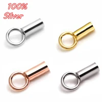 10pcs 925 sterling silver color end caps clasps for leather bracelet jewelry necklace diy making accessories