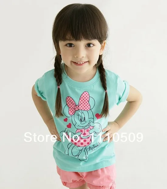 new summer children t shirt clothes wholesale baby boy leisure cartoon Minnie mouse short sleeve kids tops 5pc/lot free shipping | Мать и