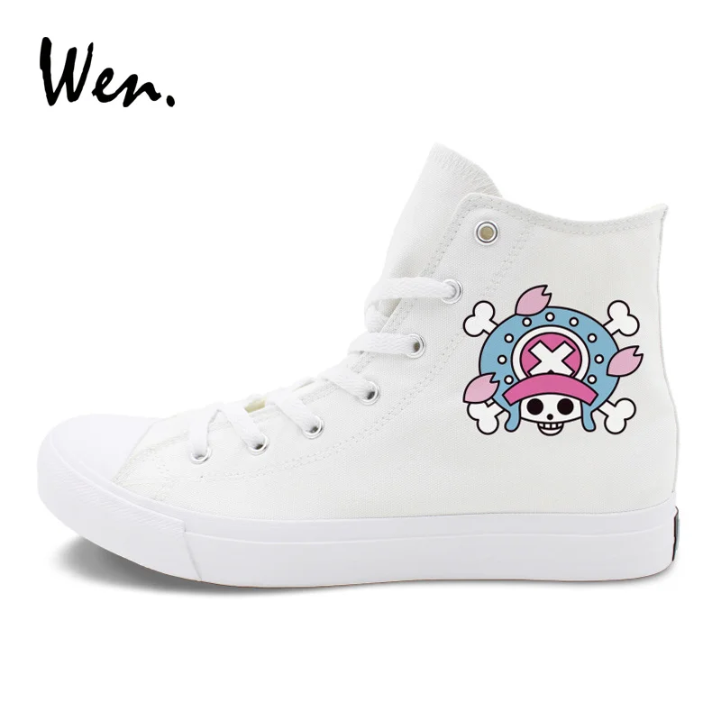Парусиновые кроссовки унисекс с высоким берцем Tony Chopper черно белые аниме