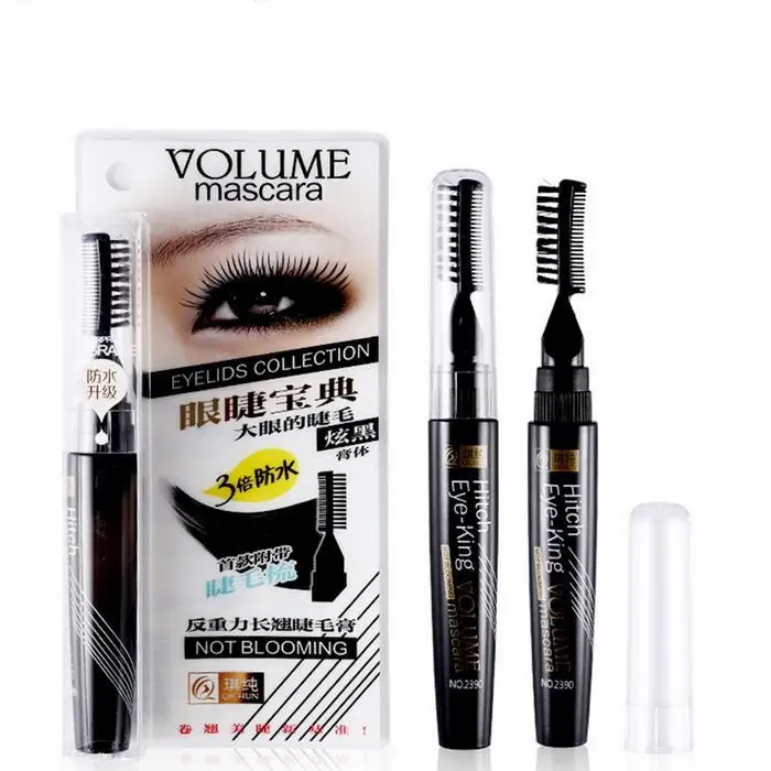 Тушь для ресниц с двумя головками 3 цвета черные длинные ресницы глаз силиконовая