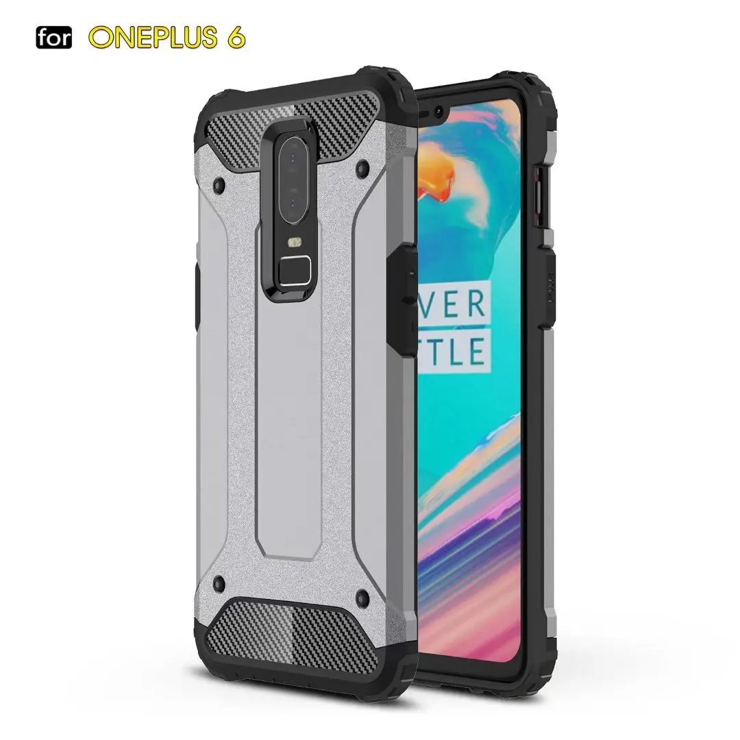 Gray Противоударный чехол s для oneplus 6, чехол, двухслойный Гибридный бронированный Жесткий Чехол для One Plus 6T 1+ 6 oneplus 6 6 T, чехол Funda - Цвет: Gray